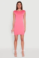 Womens Open Back Ruched Bodycon Dress, Pink, Size M