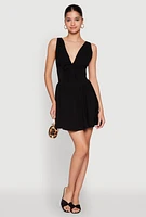 Womens Plunge Corset Skater Dress, S