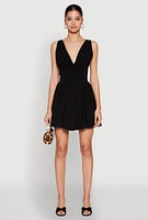 Womens Plunge Corset Skater Dress, S