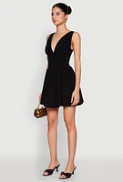 Womens Plunge Corset Skater Dress, S