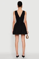 Womens Plunge Corset Skater Dress, S