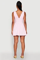 Womens Plunge Corset Skater Dress, Pink, Size S