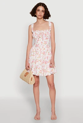 Womens Ditsy Floral Graphic Skater Dress, Multi, Size L