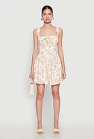 Womens Ditsy Floral Graphic Skater Dress, Multi, Size L