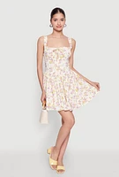 Womens Ditsy Floral Graphic Skater Dress, Multi, Size L