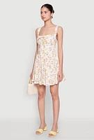 Womens Ditsy Floral Graphic Skater Dress, Multi, Size L
