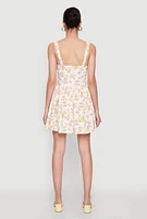 Womens Ditsy Floral Graphic Skater Dress, Multi, Size L