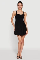 Womens Pleated Corset Mini Dress, L