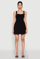 Womens Pleated Corset Mini Dress, L