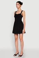 Womens Pleated Corset Mini Dress, L