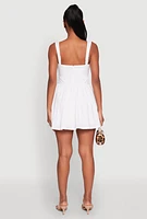 Womens Pleated Corset Mini Dress, White, Size S