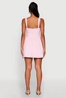 Womens Pleated Corset Mini Dress, M
