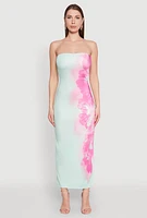 Womens Ombre Floral Maxi Tube Dress, Multi, Size L