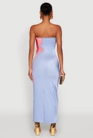 Womens Ombre Floral Maxi Tube Dress, Multi, Size M
