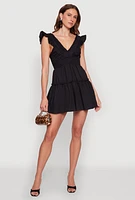 Womens Ruffle Cap Sleeve Tiered Dress,