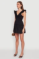 Womens Ruffle Cap Sleeve Tiered Dress,