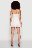 Womens Floral Lace Bustier Skater Dress, White, Size S