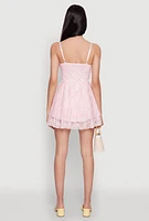 Womens Floral Lace Bustier Skater Dress, Pink,