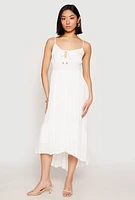Womens Iris Gauze Knit Smocked Waist Dress, White, Size S