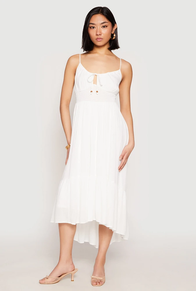 Womens Iris Gauze Knit Smocked Waist Dress, M