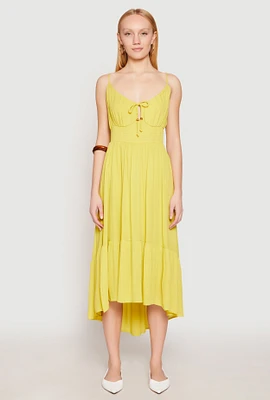 Womens Iris Gauze Knit Smocked Waist Dress, Yellow, Size L