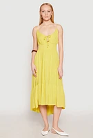 Womens Iris Gauze Knit Smocked Waist Dress, Yellow, Size L