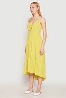 Womens Iris Gauze Knit Smocked Waist Dress, Yellow, Size L