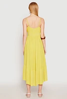 Womens Iris Gauze Knit Smocked Waist Dress, Yellow, Size L
