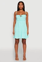 Womens Iris Tie Front Tiered Mini Dress,