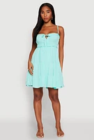 Womens Iris Tie Front Tiered Mini Dress,