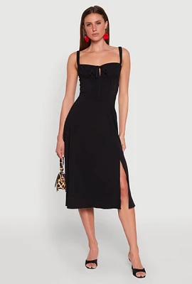 Womens Iris Slit Front Corset Midi Dress, S