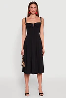 Womens Iris Slit Front Corset Midi Dress, S