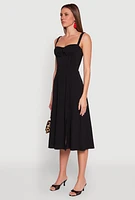 Womens Iris Slit Front Corset Midi Dress, S
