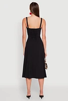Womens Iris Slit Front Corset Midi Dress, S