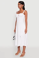 Womens Iris Slit Front Corset Midi Dress, White, Size S