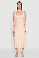 Womens Chic Sleeveless Sundress with Lace & Ruching, Casual Style,