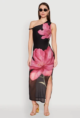 Womens Iris One Shoulder Floral Print Maxi Dress, Multi, Size M