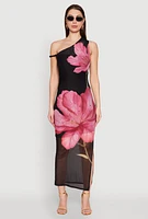 Womens Iris One Shoulder Floral Print Maxi Dress, Multi,