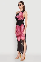 Womens Iris One Shoulder Floral Print Maxi Dress, Multi,