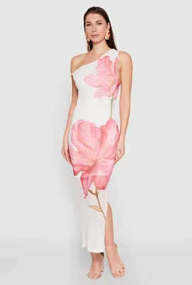 Womens Iris One Shoulder Floral Print Maxi Dress, Multi,
