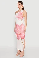 Womens Iris One Shoulder Floral Print Maxi Dress, Multi, Size M