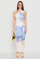 Womens Iris One Shoulder Floral Print Maxi Dress, Multi,