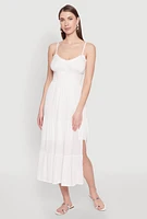 Womens Iris Smocked Empire Waist Tiered Dress, White, Size L
