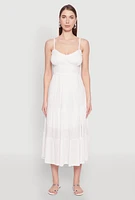 Womens Iris Smocked Empire Waist Tiered Dress, White, Size S