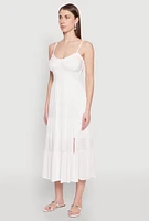 Womens Iris Smocked Empire Waist Tiered Dress, White, Size L
