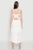 Womens Iris Smocked Empire Waist Tiered Dress, White, Size L