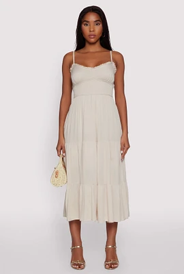 Womens Iris Smocked Empire Waist Tiered Dress,