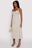 Womens Iris Smocked Empire Waist Tiered Dress,