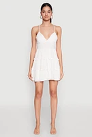 Womens Iris Criss Cross Back Tiered Mini Dress, White, Size S