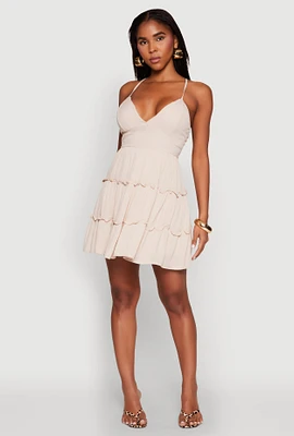 Womens Iris Criss Cross Back Tiered Mini Dress,